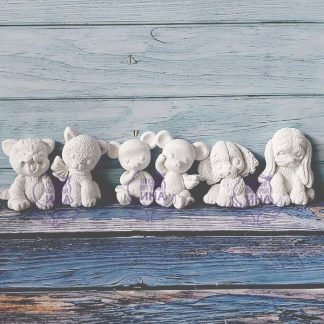 Комплект 15 гипсови фигурки „Коте, куче и мишле“ 6-7 см.